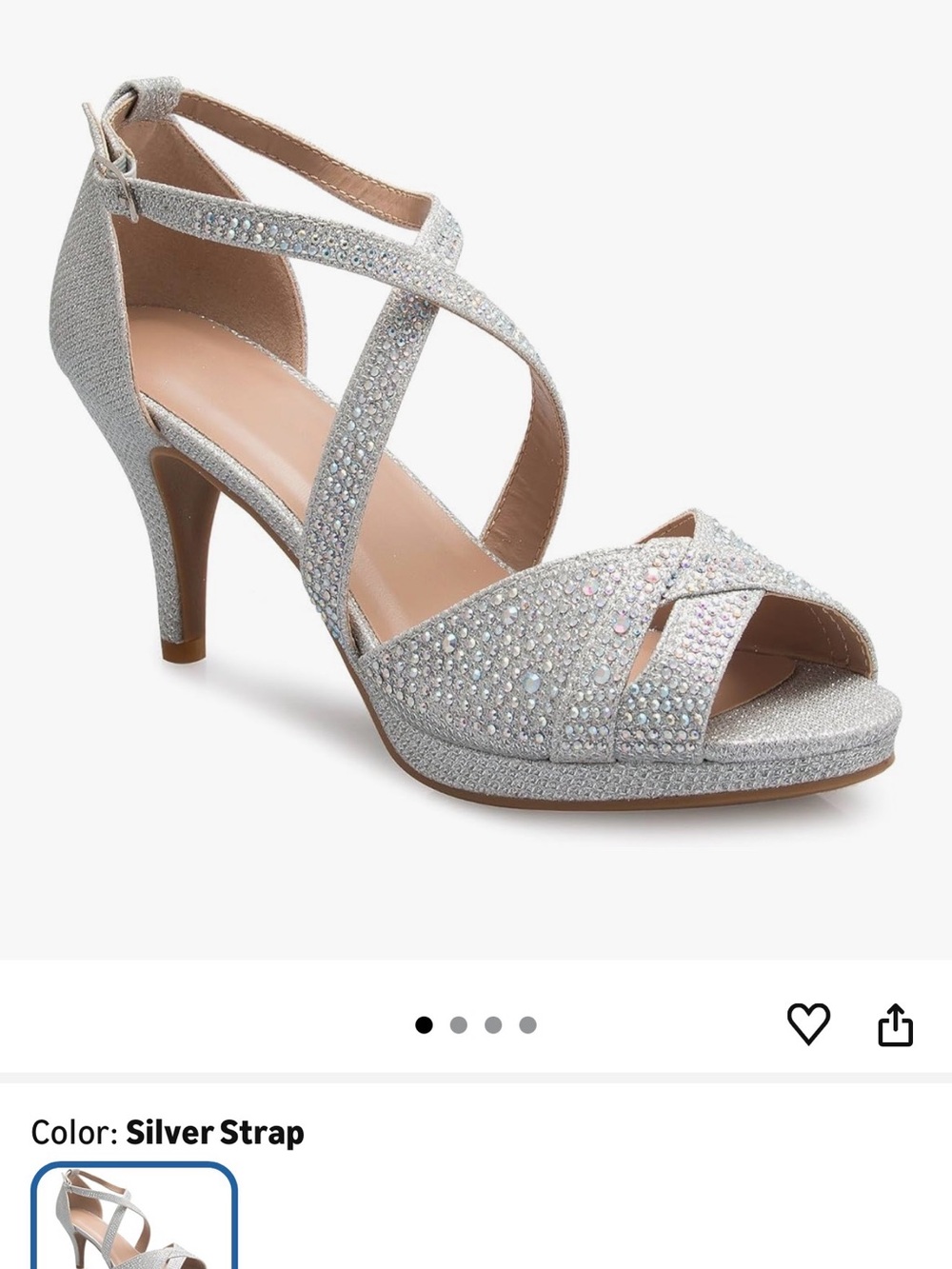 Delicacy Silver Rhinestone Crisscross Heels
